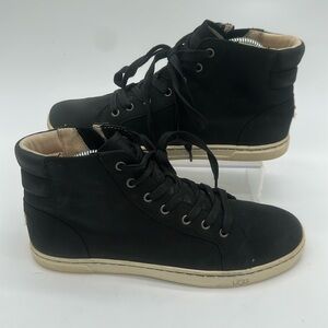 UGG Gradie Hi Top Lace-Up / ZipTrainer 1014607 Black Leather Shoe Women's Size 9